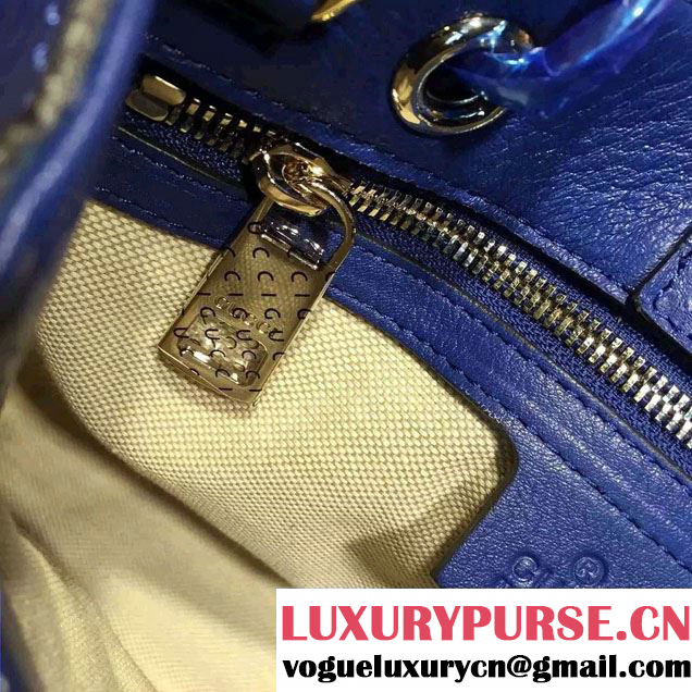 Gucci Small Bamboo Shopper Leather Tote Bag 336032 Blue