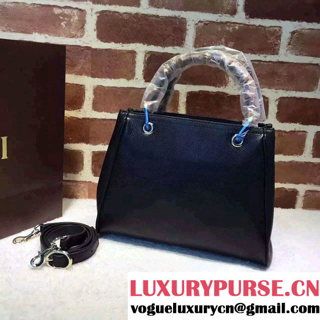 Gucci Small Bamboo Shopper Leather Tote Bag 336032 Black