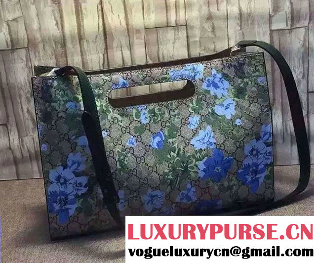 Gucci GG Supreme Canvas Tote Bag 414479 Blue Blooms 2016