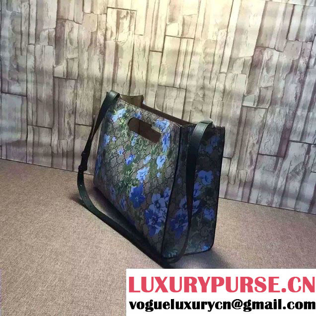 Gucci GG Supreme Canvas Tote Bag 414479 Blue Blooms 2016