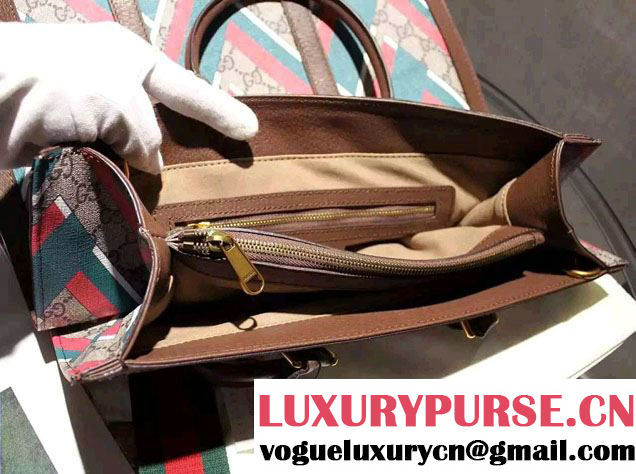 Gucci GG Chevron Print Tote Bag 406387 Green/Red/Green 2016
