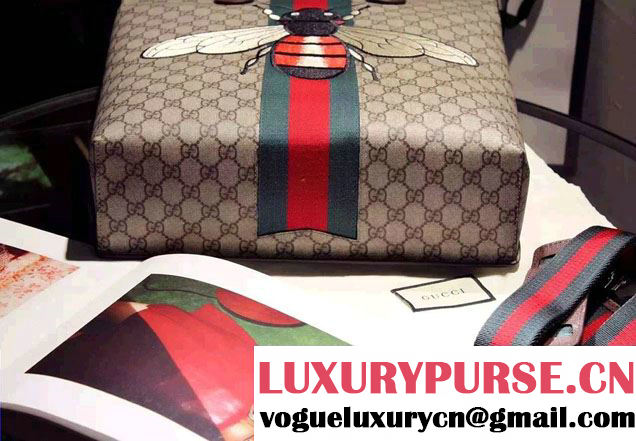 Gucci Bee Embrodery GG Vintage Web Tote Bag 2016