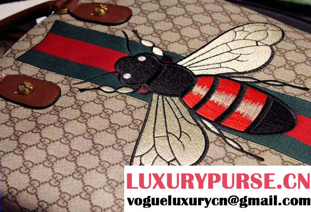 Gucci Bee Embrodery GG Vintage Web Tote Bag 2016