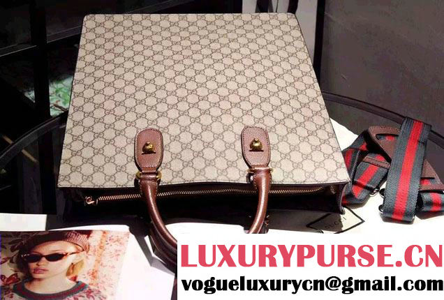Gucci Bee Embrodery GG Vintage Web Tote Bag 2016