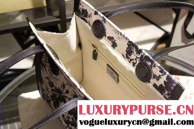 Gucci GG Ribbon Herbarium Medium Tote Bag 432684 Black/White Japan Limited 2016