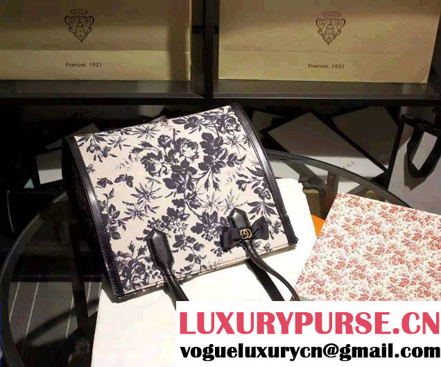 Gucci GG Ribbon Herbarium Medium Tote Bag 432684 Black/White Japan Limited 2016