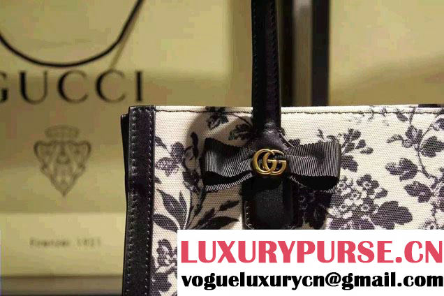 Gucci GG Ribbon Herbarium Medium Tote Bag 432684 Black/White Japan Limited 2016