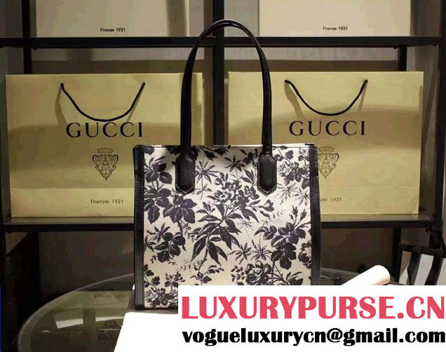 Gucci GG Ribbon Herbarium Medium Tote Bag 432684 Black/White Japan Limited 2016