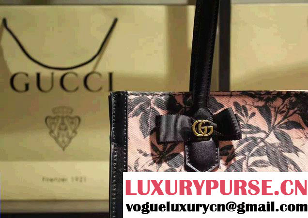 Gucci GG Ribbon Herbarium Medium Tote Bag 432684 Black/Pink Japan Limited 2016