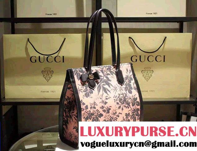 Gucci GG Ribbon Herbarium Medium Tote Bag 432684 Black/Pink Japan Limited 2016