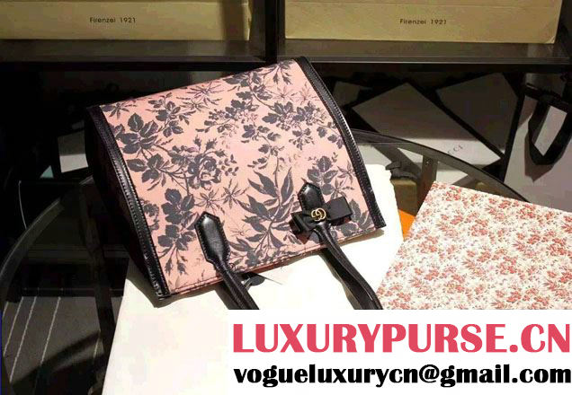 Gucci GG Ribbon Herbarium Medium Tote Bag 432684 Black/Pink Japan Limited 2016