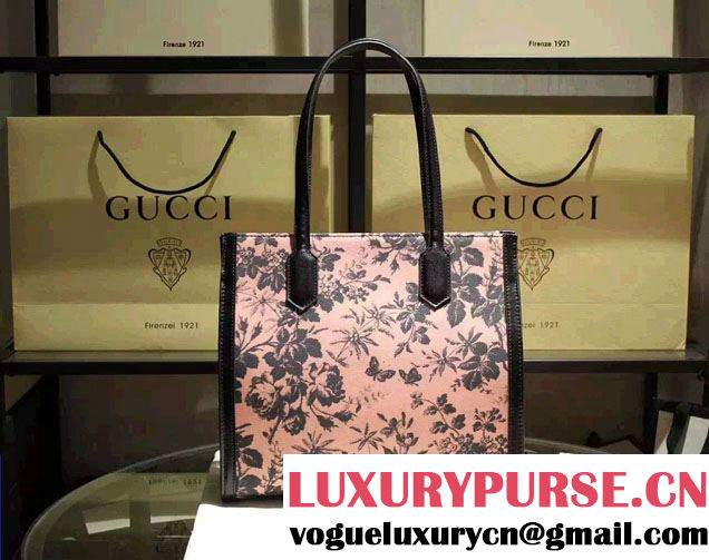 Gucci GG Ribbon Herbarium Medium Tote Bag 432684 Black/Pink Japan Limited 2016