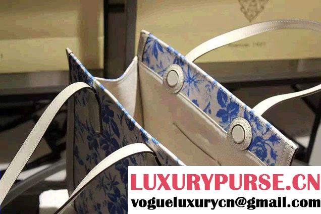 Gucci GG Ribbon Herbarium Medium Tote Bag 432684 White/Blue Japan Limited 2016