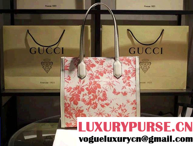 Gucci GG Ribbon Herbarium Medium Tote Bag 432684 White/Red Japan Limited 2016