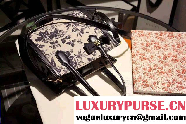 Gucci GG Ribbon Herbarium Small Tote Bag 443089 Black/White Japan Limited 2016