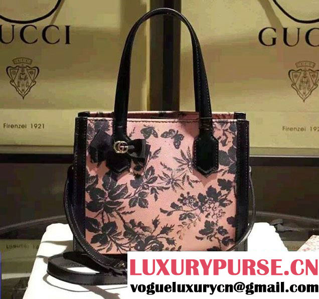 Gucci GG Ribbon Herbarium Small Tote Bag 443089 Black/Pink Japan Limited 2016