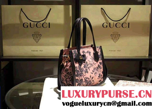 Gucci GG Ribbon Herbarium Small Tote Bag 443089 Black/Pink Japan Limited 2016