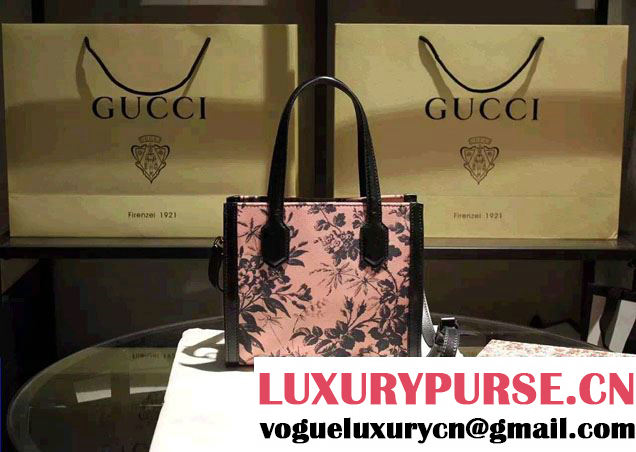 Gucci GG Ribbon Herbarium Small Tote Bag 443089 Black/Pink Japan Limited 2016