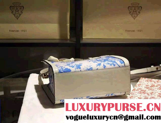 Gucci GG Ribbon Herbarium Small Tote Bag 443089 White/Blue Japan Limited 2016