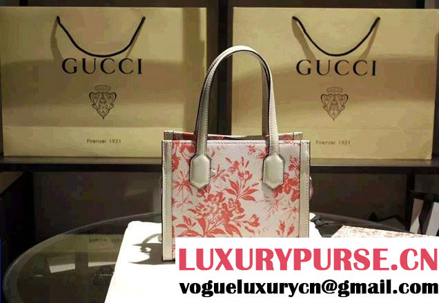 Gucci GG Ribbon Herbarium Small Tote Bag 443089 White/Red Japan Limited 2016