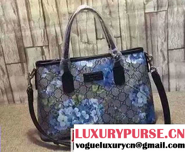 Gucci GG Supreme Tote Small Bag 429019 Blue Blooms 2016