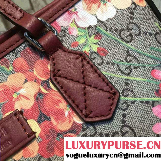 Gucci GG Supreme Tote Small Bag 429019 Red Blooms 2016