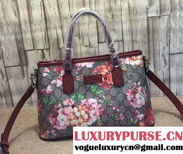 Gucci GG Supreme Tote Small Bag 429019 Red Blooms 2016