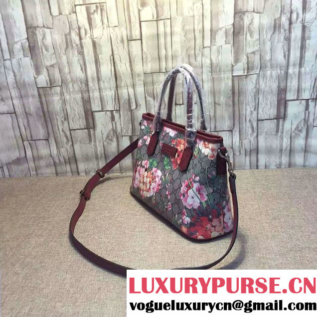 Gucci GG Supreme Tote Small Bag 429019 Red Blooms 2016