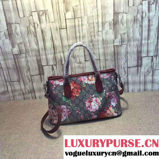 Gucci GG Supreme Tote Small Bag 429019 Red Blooms 2016