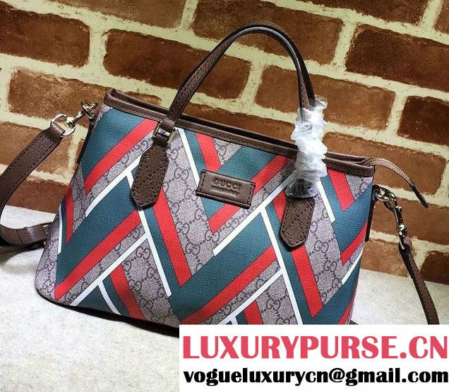 Gucci GG Supreme Tote Small Bag 429019 Chevron 2016