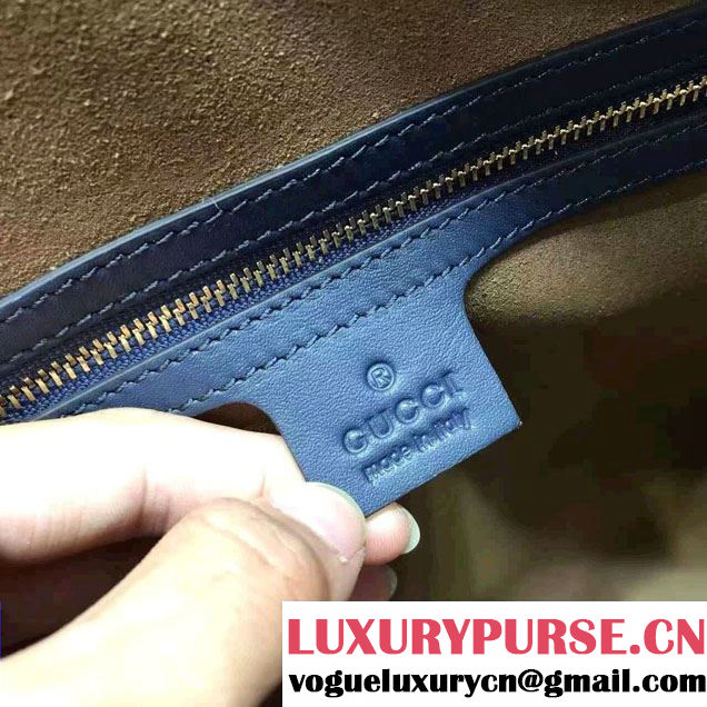 Gucci Signature Leather Briefcase Bag 406384 Blue 2016