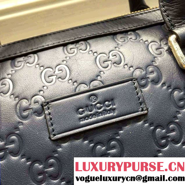 Gucci Signature Leather Briefcase Bag 406384 Blue 2016