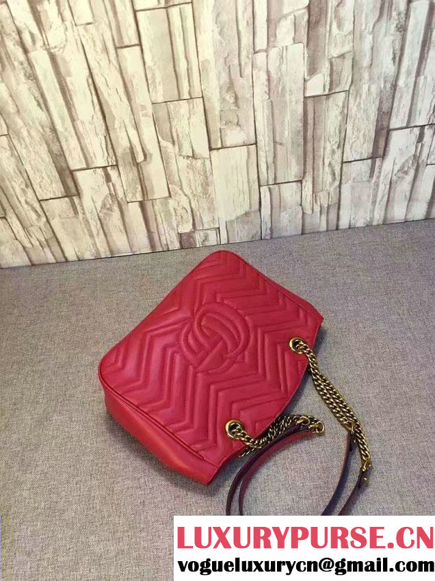 Gucci GG Marmont Matelassé Chevron Tote Medium Bag 443501 Red 2016