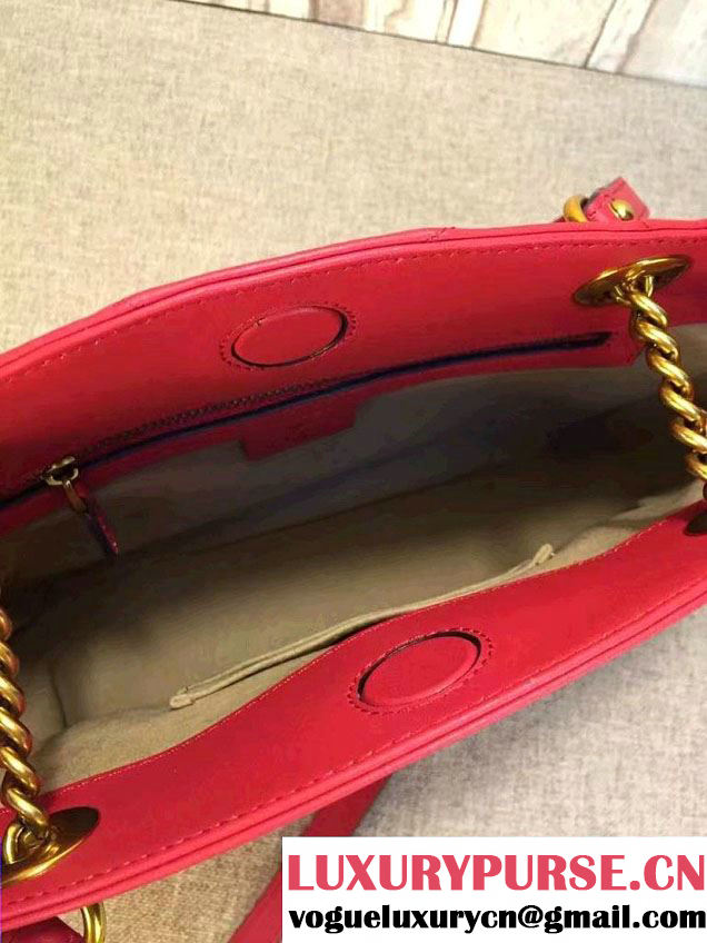 Gucci GG Marmont Matelassé Chevron Tote Medium Bag 443501 Red 2016