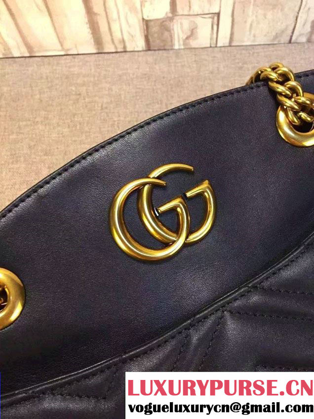 Gucci GG Marmont Matelassé Chevron Tote Medium Bag 443501 Black 2016
