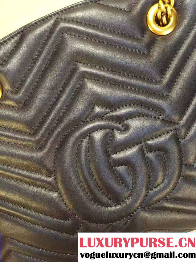 Gucci GG Marmont Matelassé Chevron Tote Medium Bag 443501 Black 2016