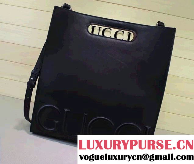 Gucci XL Leather Tote Large Bag 409378 Black 2016