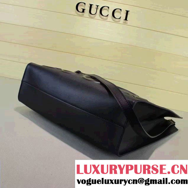 Gucci XL Leather Tote Large Bag 409378 Black 2016