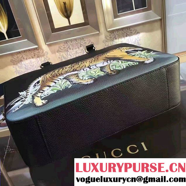 Gucci Tiger Print Tote Bag 453571 Black Cruise 2017
