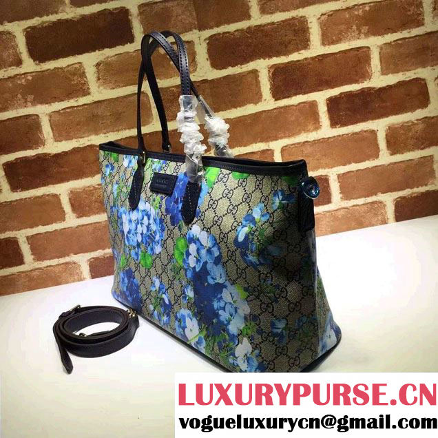 Gucci GG Supreme Medium Tote Bag 410748 Blue Blooms