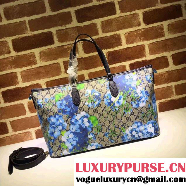 Gucci GG Supreme Medium Tote Bag 410748 Blue Blooms