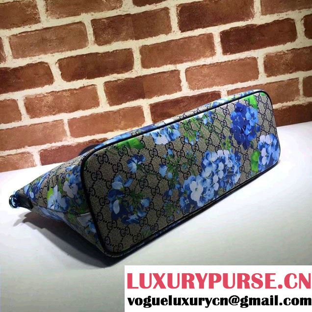 Gucci GG Supreme Medium Tote Bag 410748 Blue Blooms