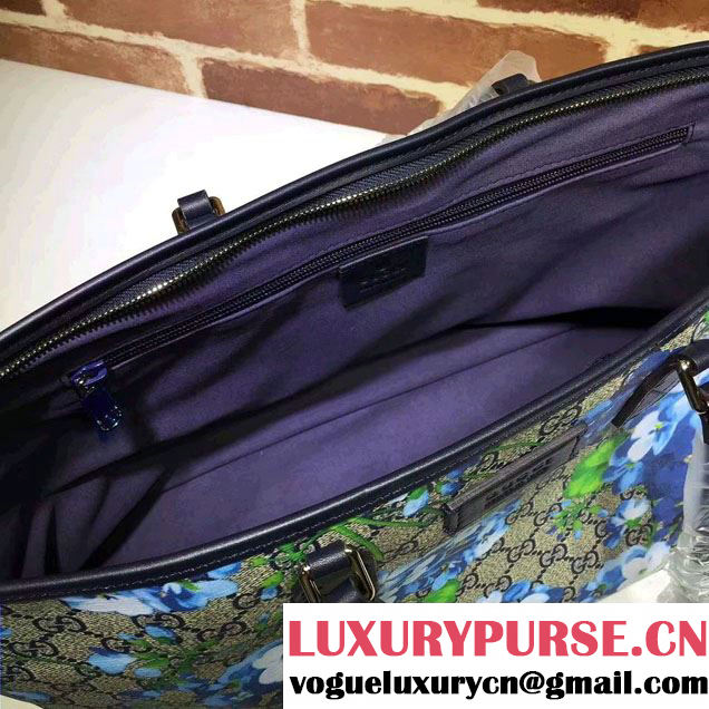 Gucci GG Supreme Medium Tote Bag 410748 Blue Blooms