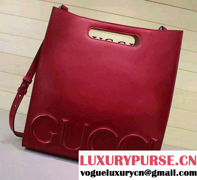 Gucci XL Leather Tote Small Bag 409380 Red 2016