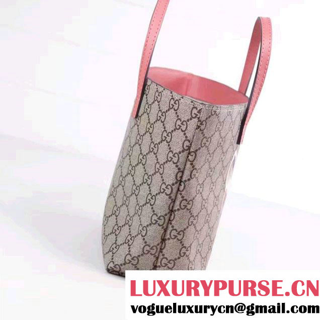 Gucci Children'S GG Supreme Canvas Cat Tote Bag 410812 Pink 2016