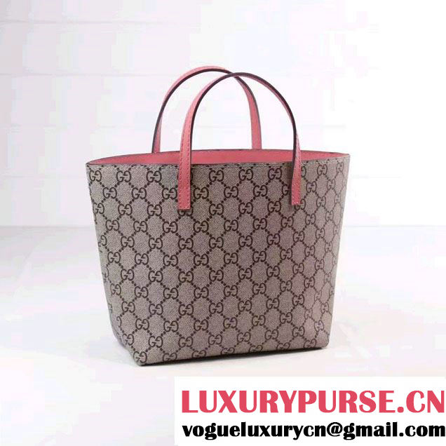 Gucci Children'S GG Supreme Canvas Cat Tote Bag 410812 Pink 2016