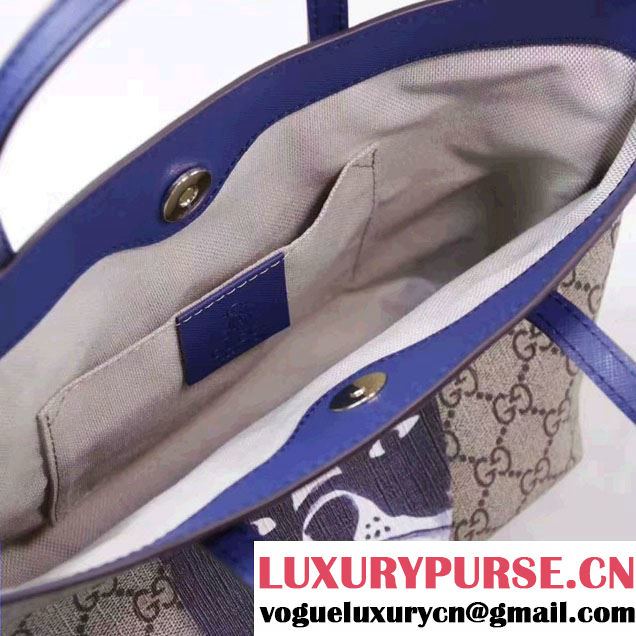 Gucci Children'S GG Supreme Canvas Cat Tote Bag 410812 Blue 2016