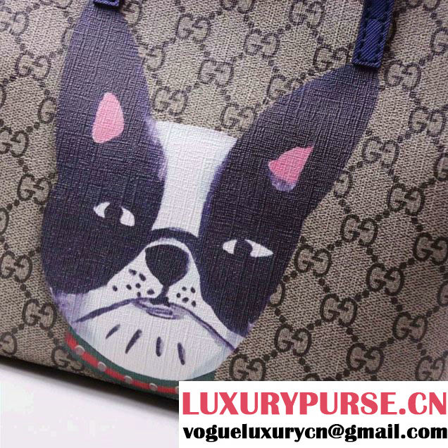 Gucci Children'S GG Supreme Canvas Cat Tote Bag 410812 Blue 2016