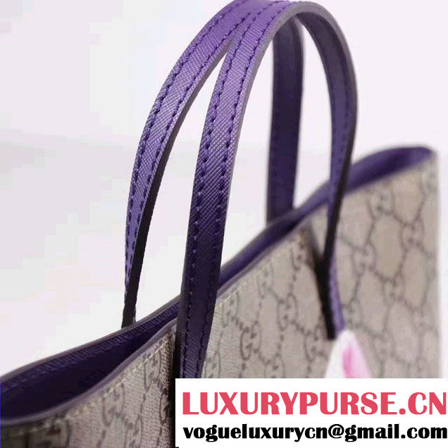 Gucci Children'S GG Supreme Canvas Cat Tote Bag 410812 Purple 2016