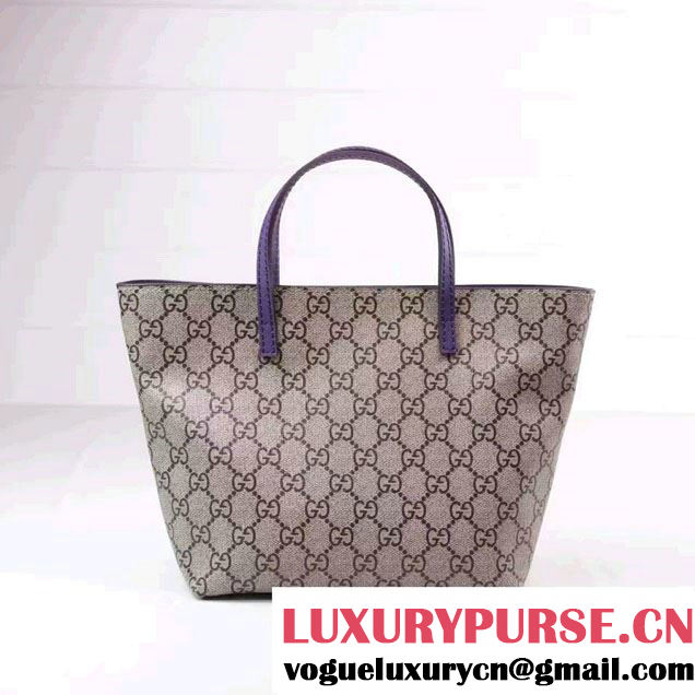 Gucci Children'S GG Supreme Canvas Cat Tote Bag 410812 Purple 2016